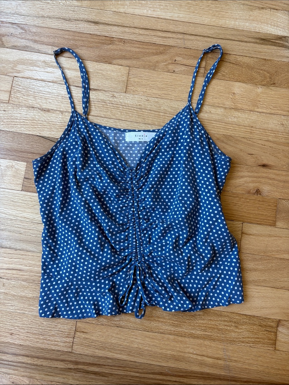 Polka Dot Ruched Spaghetti Strap Camisole